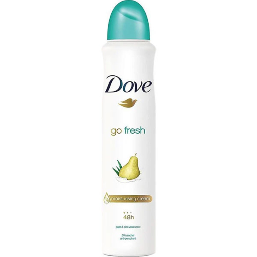 اسپری ضد تعریق زنانه داو رایحه گلابی و آلوئه ورا سری go fresh حجم 250 میل