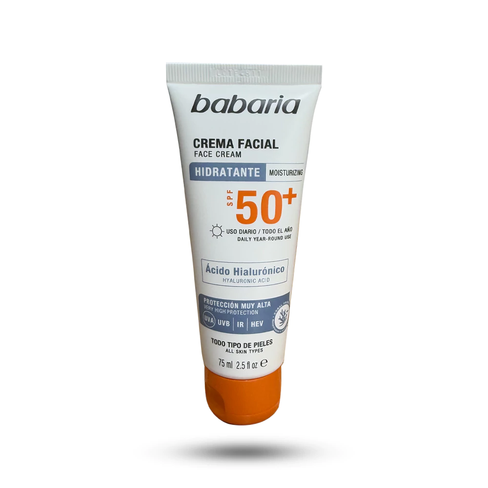 ضد آفتاب باباریا SPF50 مدل HIDRATANTE حاوی هیالورونیک اسید 75 میل